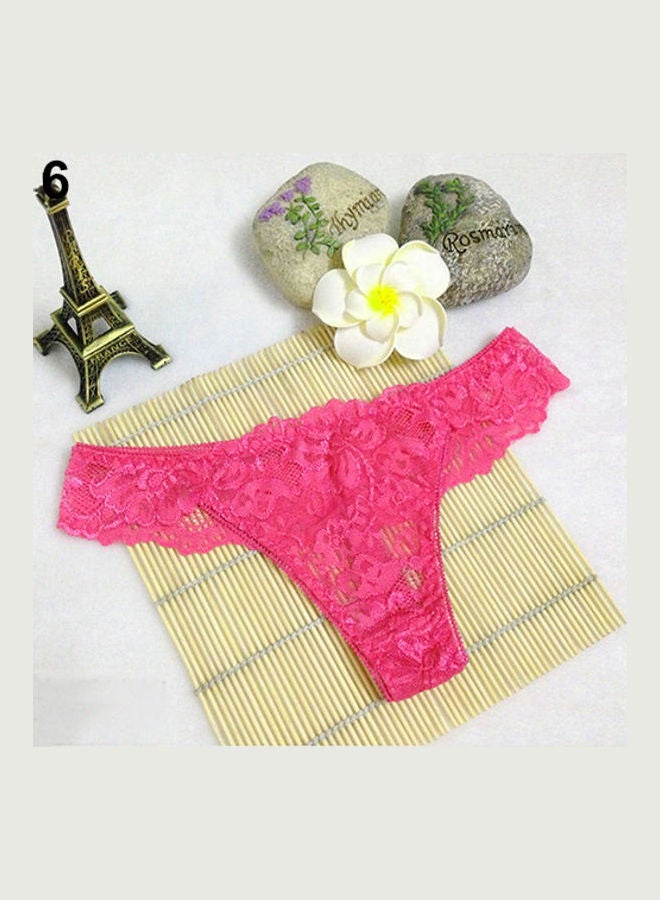 Generic Women Breathable Lace Panties Briefs Knickers Underwear Thongs G-String Rose-Red 