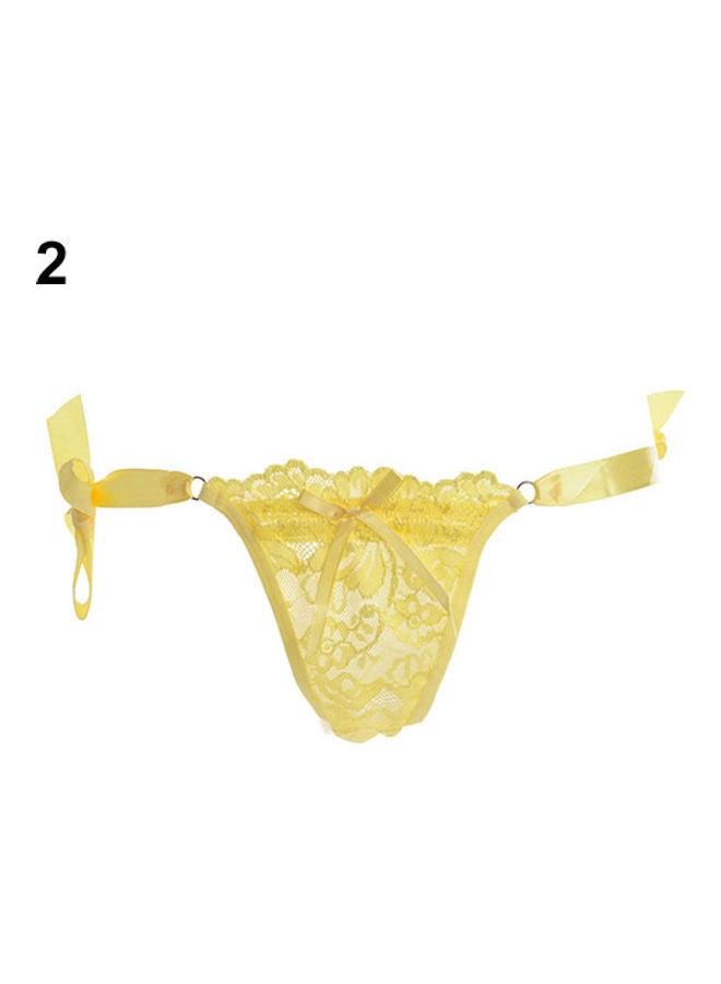 Generic Women's Lace Thongs G-String Panty Knickers Lingerie Underwear Yellow 