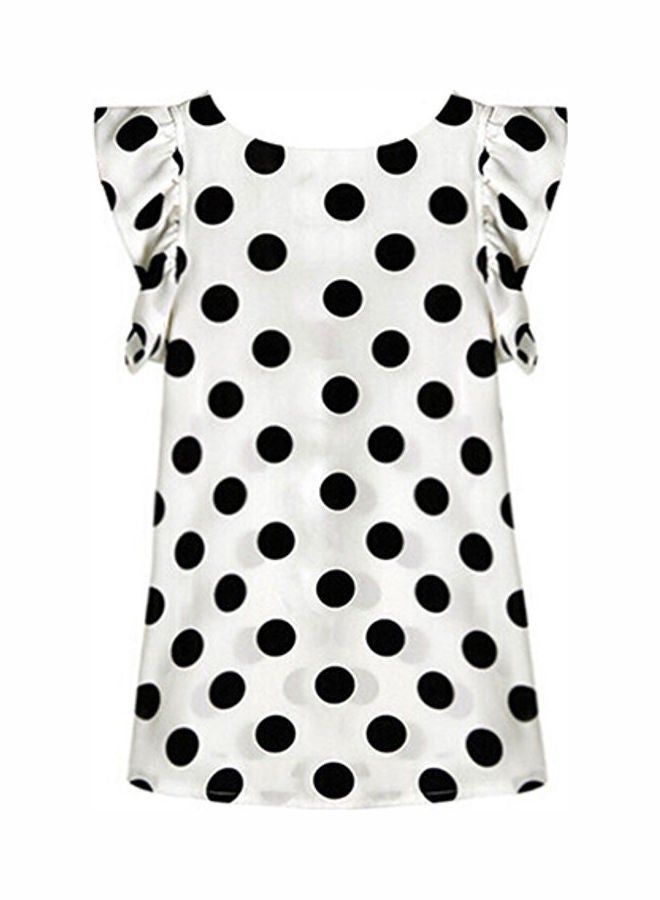 Women's Casual Polka Dot Summer Short Sleeve Tops white  - Image 1
