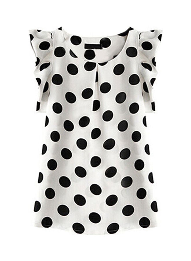 Women's Casual Polka Dot Summer Short Sleeve Tops white  - Image 1