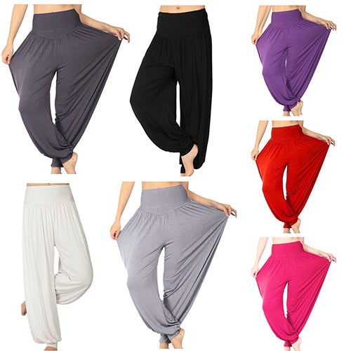 Generic - Comfy Harem Yoga Loose Long Pants Belly Dance Boho Sports Wide Trousers Black - Image 1