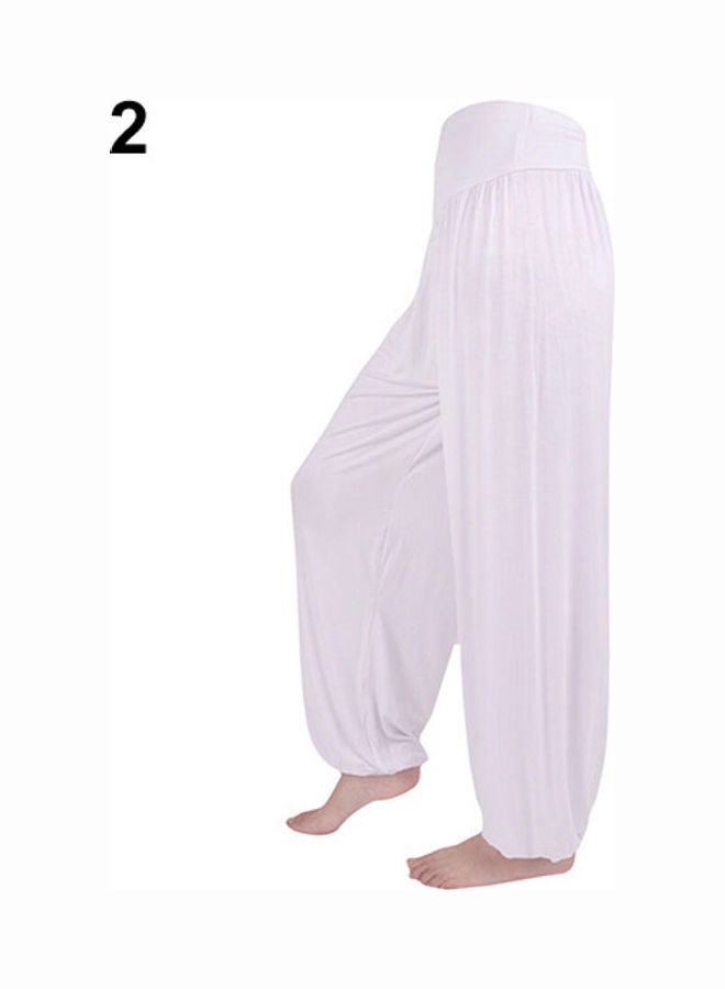 Comfy Harem Yoga Loose Long Pants Belly Dance Boho Sports Wide Trousers White  - Image 1