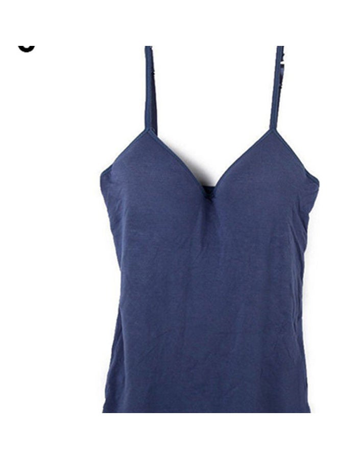 Generic - Modal Adjustable Strap Built In Bra Padded Self Mold Bra Tank Top Camisole Dark Blue - Image 1