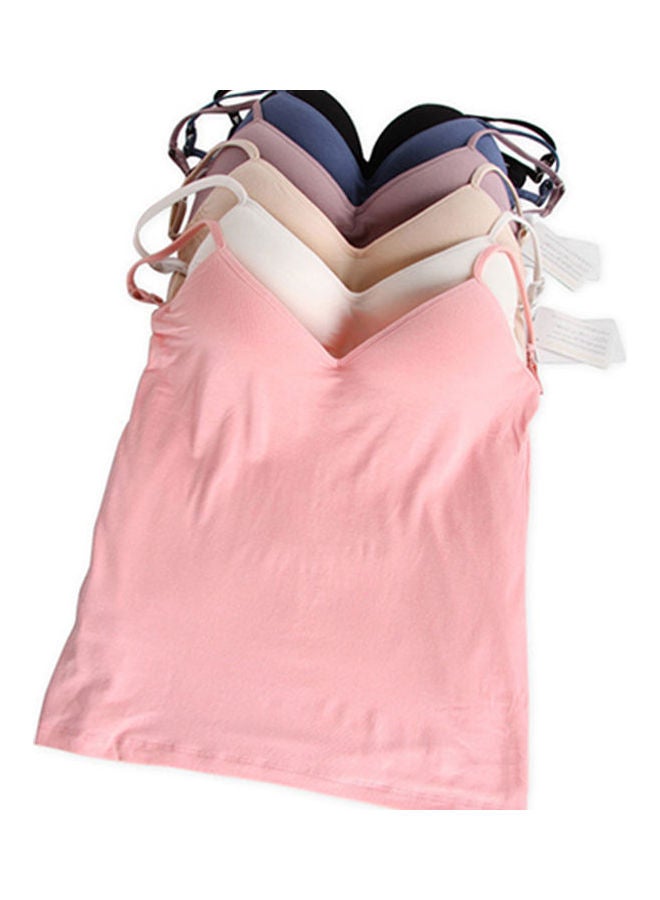 Generic - Modal Adjustable Strap Built In Bra Padded Self Mold Bra Tank Top Camisole Dark Blue - Image 1