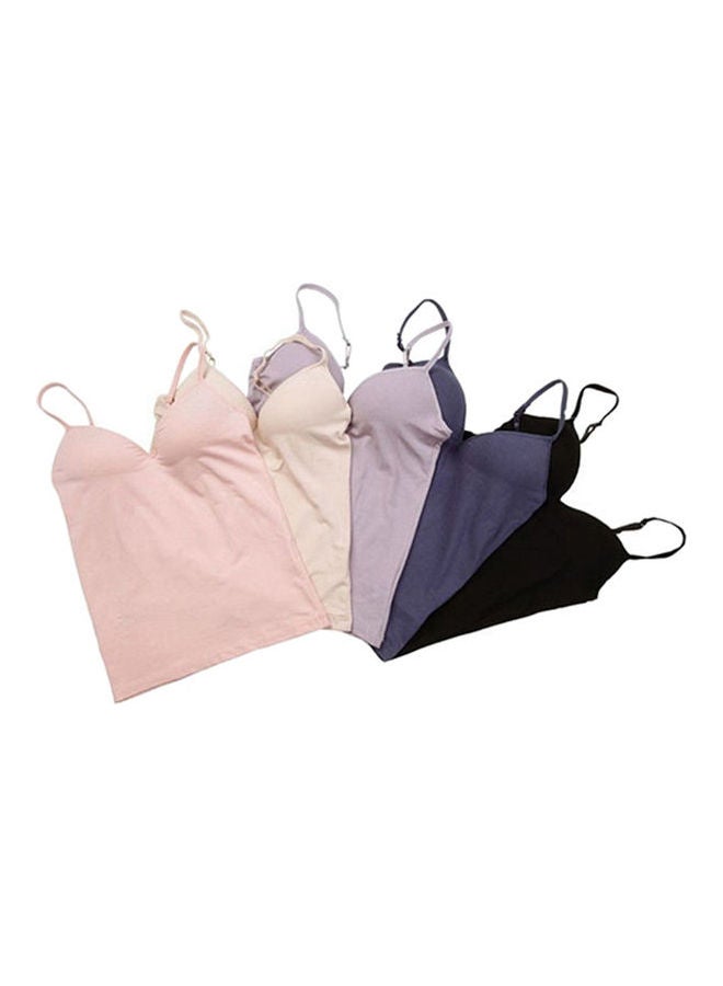 Generic - Modal Adjustable Strap Built In Bra Padded Self Mold Bra Tank Top Camisole Dark Blue - Image 1