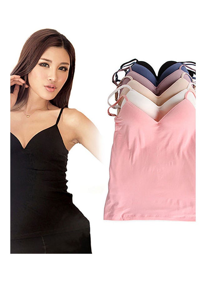 Generic - Modal Adjustable Strap Built In Bra Padded Self Mold Bra Tank Top Camisole Dark Blue - Image 1
