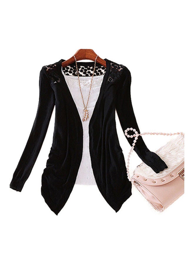 Women’s Lace Sweet Candy Colour Crochet Knit Blouse Top Coat Sweater Cardigan Purple  - Image 2