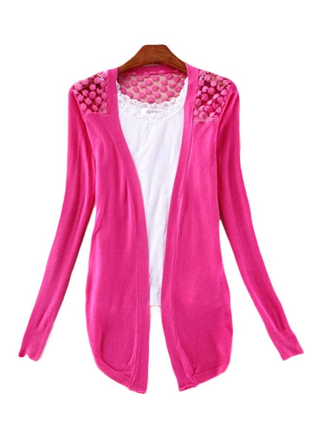 Women’s Lace Sweet Candy Colour Crochet Knit Blouse Top Coat Sweater Cardigan Black  - Image 5