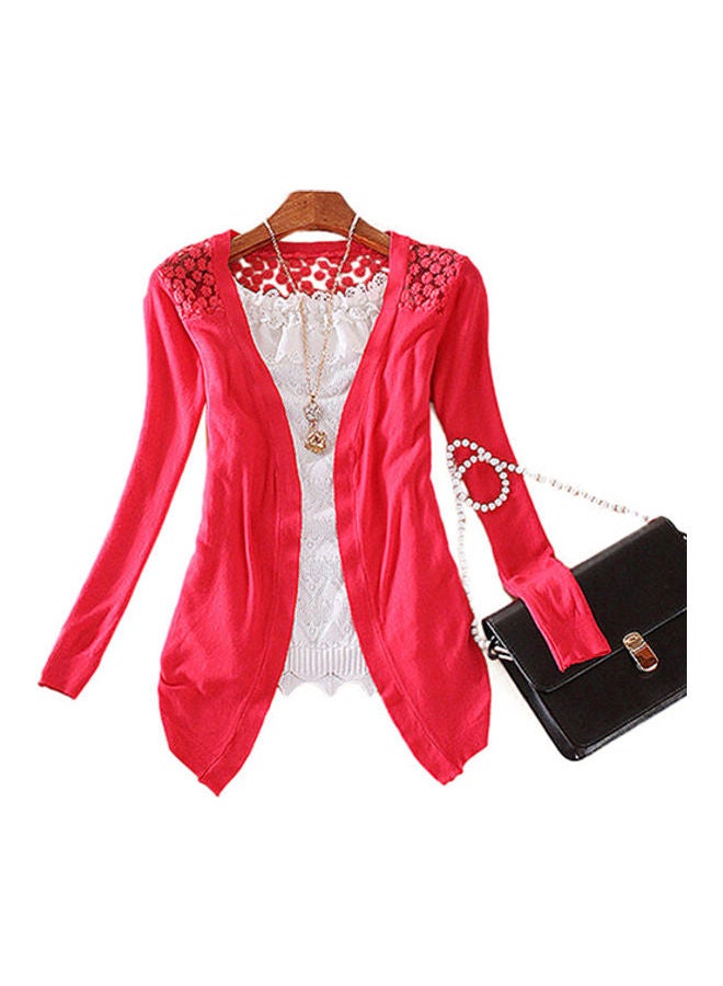 Women’s Lace Sweet Candy Colour Crochet Knit Blouse Top Coat Sweater Cardigan Yellow  - Image 4