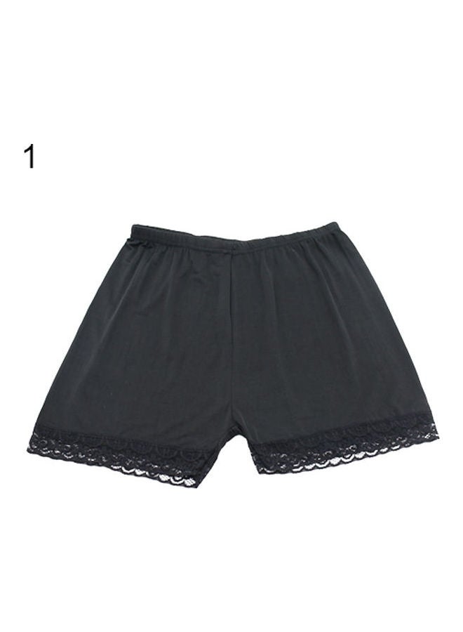 Ladies Summer Safety Underwear Shorts Anti Expose Skinny Pants With Lace Trim Black  - Image 1