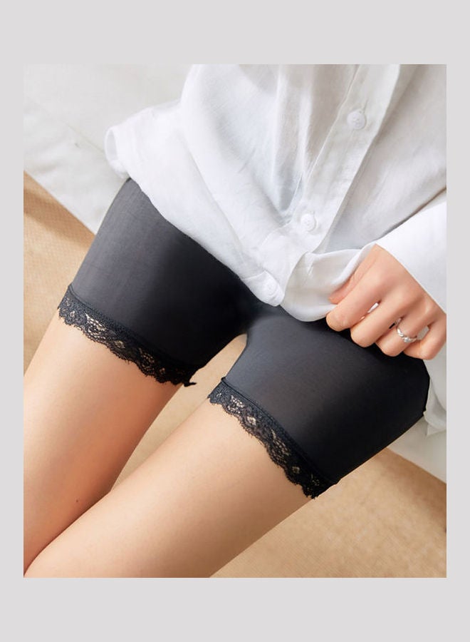 Ladies Summer Safety Underwear Shorts Anti Expose Skinny Pants With Lace Trim Black  - Image 3
