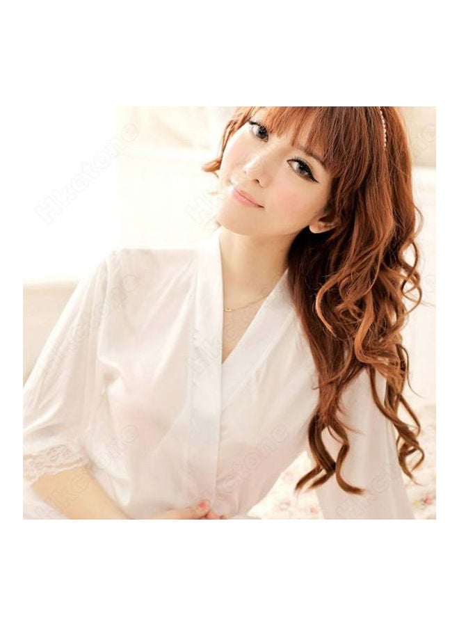 Women Underwear Temptation Nightdress Lace Nightgown Sleepwear Long Robe White  - Image 1