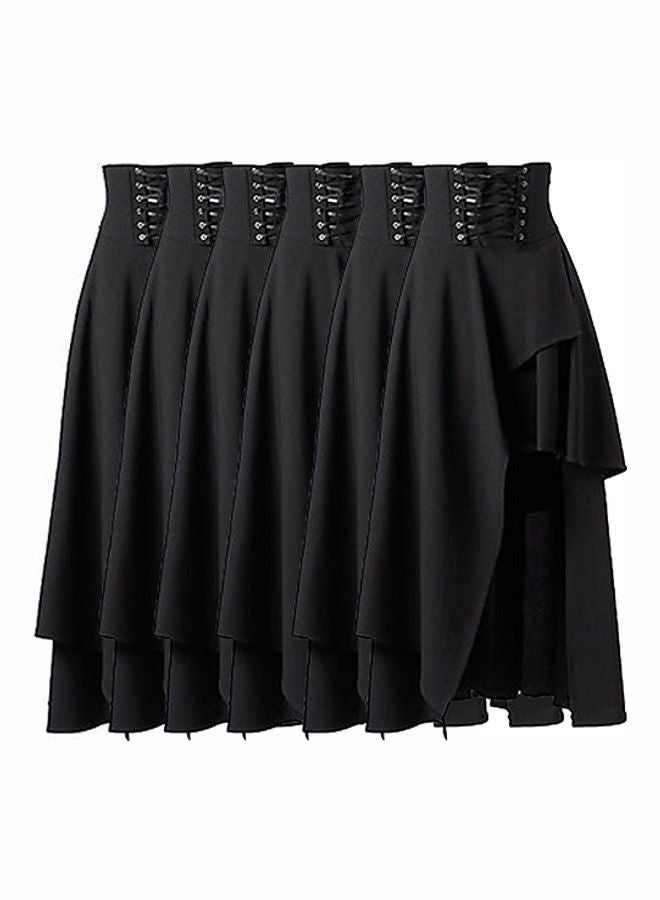 Women's Fashion Summer Bandage Black High Waist Dress Long Skirt Wine Red - Image 2