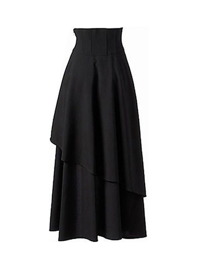 Women's Fashion Summer Bandage Black High Waist Dress Long Skirt Wine Red - Image 3