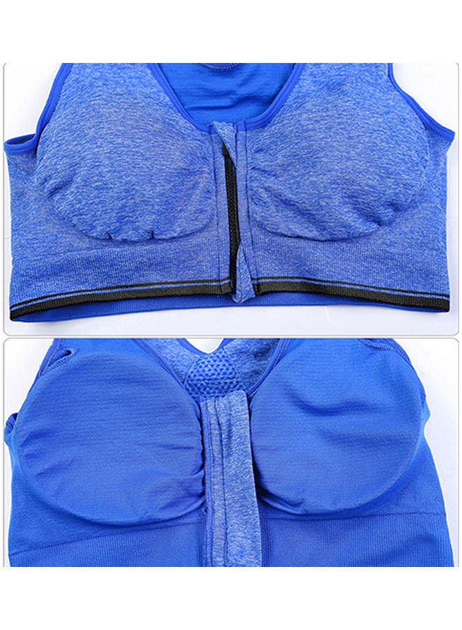 Women Sport Bra Zipper Stretch Running Gym Yoga Push UP Padded Fitness Tank Top Beige  - Image 3