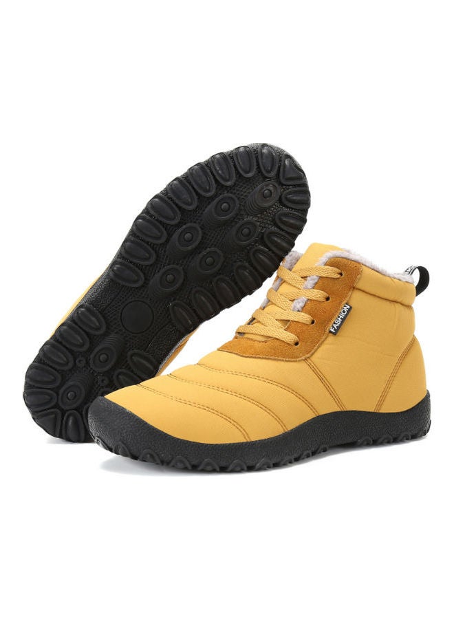 Beauenty New Winter High Top Warm Snow Boots Men's Waterproof Plush Cotton Shoes yellow  - Image 2