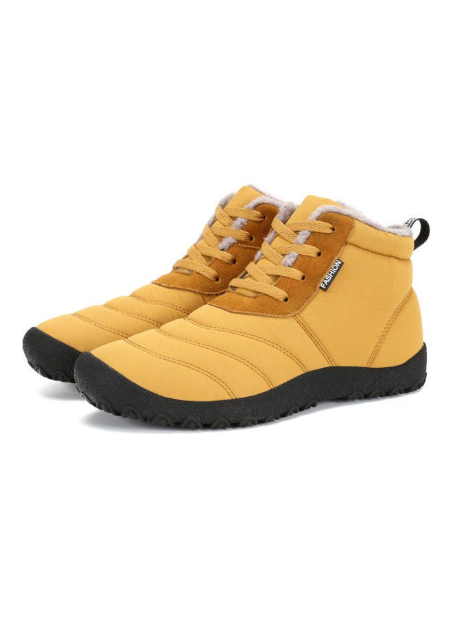 Beauenty New Winter High Top Warm Snow Boots Men's Waterproof Plush Cotton Shoes yellow  - Image 1