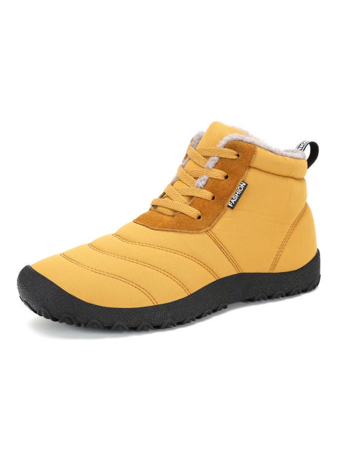 Beauenty New Winter High Top Warm Snow Boots Men's Waterproof Plush Cotton Shoes yellow  - Image 4