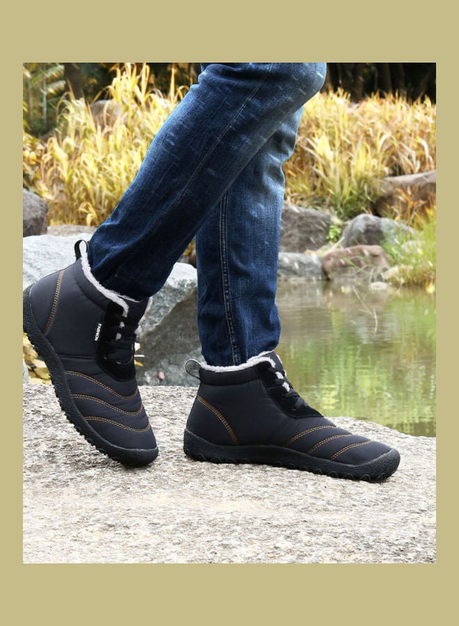 Beauenty New Winter High Top Warm Snow Boots Men's Waterproof Plush Cotton Shoes black  - Image 5