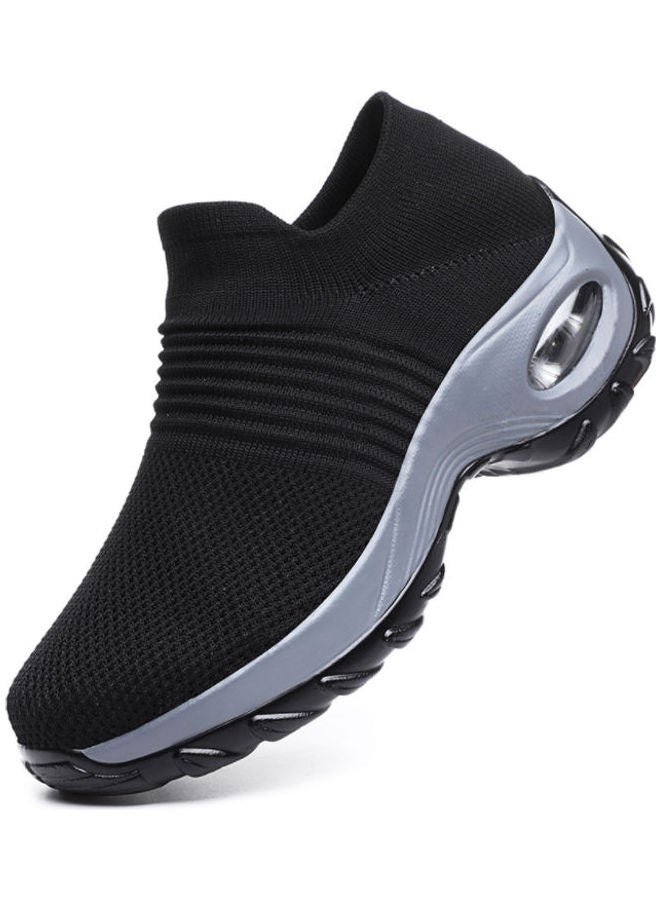 Beauenty Flying Knitted Breathable Mother Anti Slip Wear Resistant Outdoor Casual Socks Shoes black - Image 2
