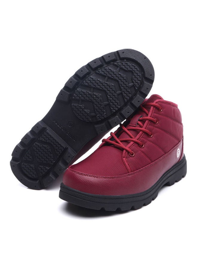 Beauenty Waterproof Coating, Cold Proof And Thermal Leather With Plush And Thickened Low Upper Soft And Anti-Skid Snow Boots red - Image 2