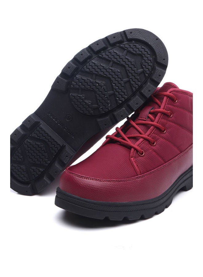 Beauenty Waterproof Coating, Cold Proof And Thermal Leather With Plush And Thickened Low Upper Soft And Anti-Skid Snow Boots red - Image 4