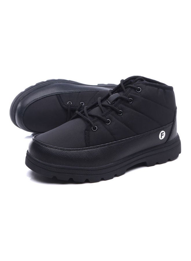 Beauenty Waterproof Coating Cold Proof And Thermal Leather With Plush Thickened Low Upper Soft Anti-Skid Snow Boots black - Image 3