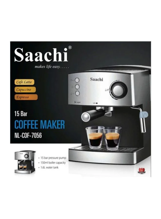 Saachi All-In-One Coffee Maker to make Espresso, Cappuccino and Latte with 15 Bar Steam Pressure Pump, Svivel Steam Jet to Froth Milk, Keep Warm Tray and Automatic Shut-Off