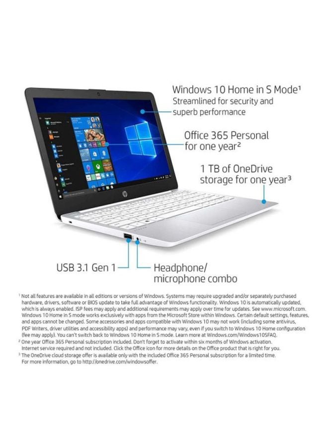 Stream 11-ak0005nx Laptop With 11.6-Inch Display, Celeron Processor/4GB RAM/64GB eMMC Flash Drive/Intel UHD Graphics English Dimond White