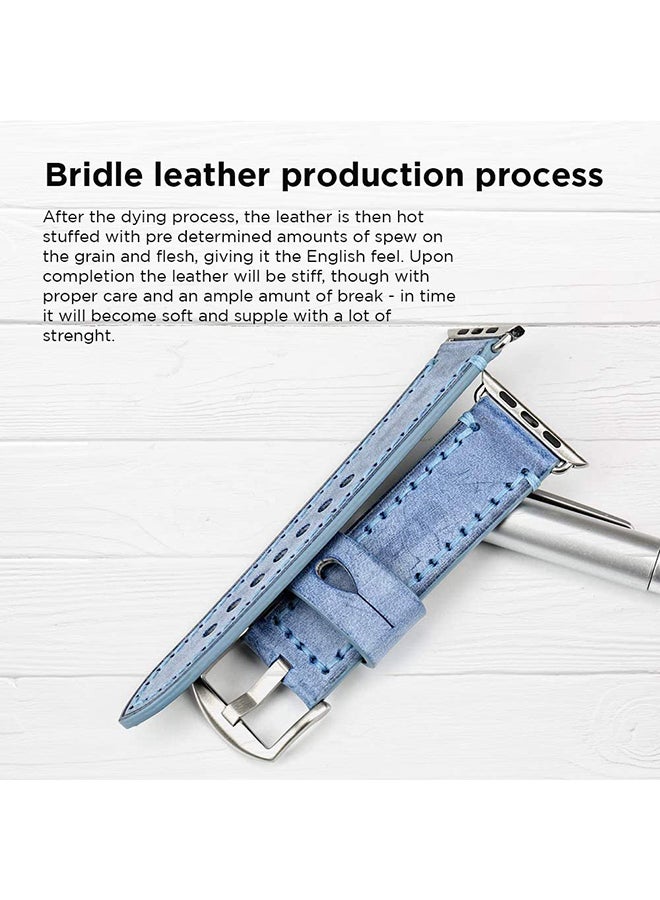 Remson Leather Strap Band for Apple Watch Series 6 / SE / Series 5 Light Blue - Image 3