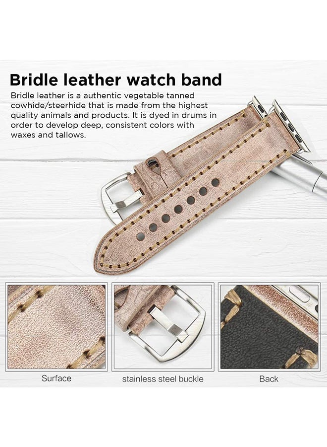 Remson Leather Strap Band for Apple Watch Series 6 / SE / Series 5 Brown - Image 2