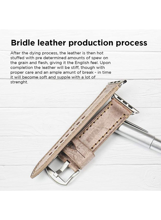 Remson Leather Strap Band for Apple Watch Series 6 / SE / Series 5 Brown - Image 3