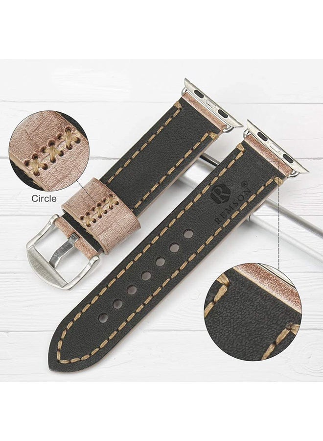 Remson Leather Strap Band for Apple Watch Series 6 / SE / Series 5 Brown - Image 5
