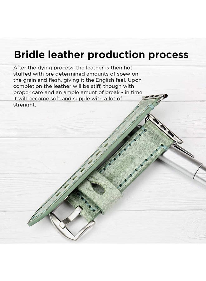 Remson Leather Strap Band for Apple Watch Series 6 / SE / Series 5 Green - Image 3