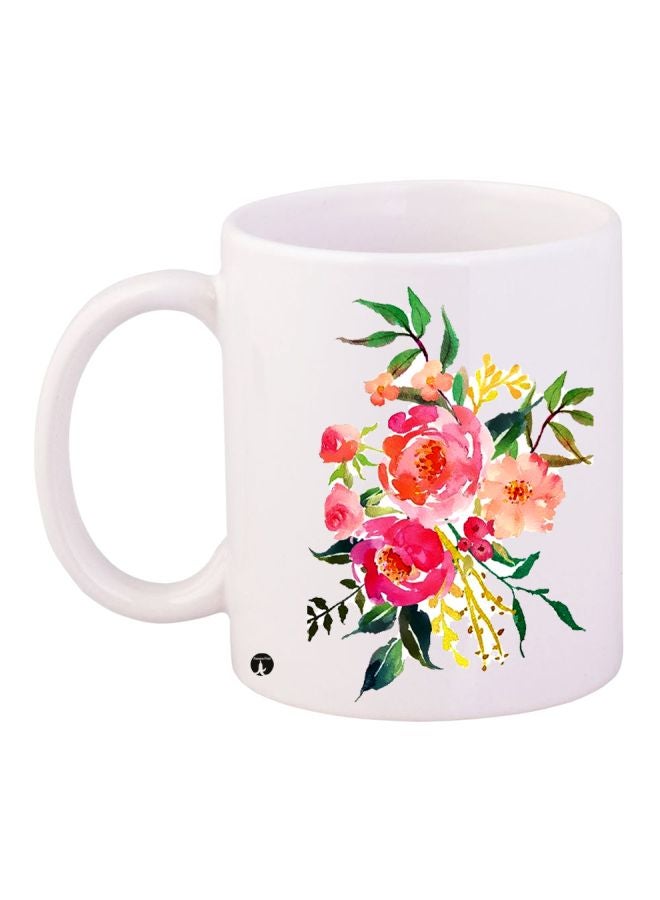 Floral Printed Coffee Mug White/Pink/Green
