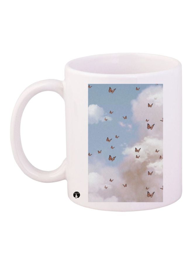 BP Butterflies Printed Coffee Mug White/Blue/Grey