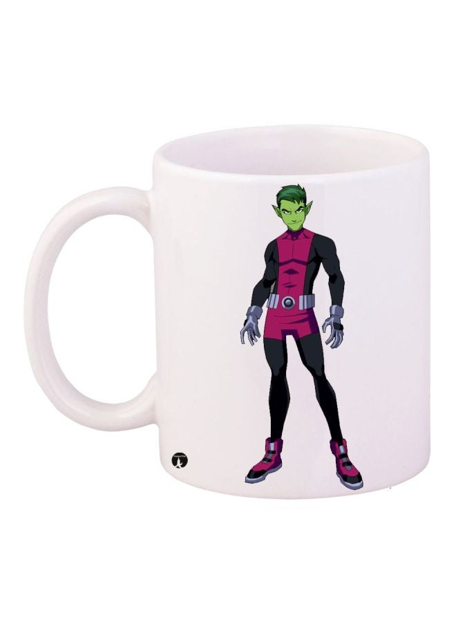 Cartoon Printed Coffee Mug White/Pink/Green