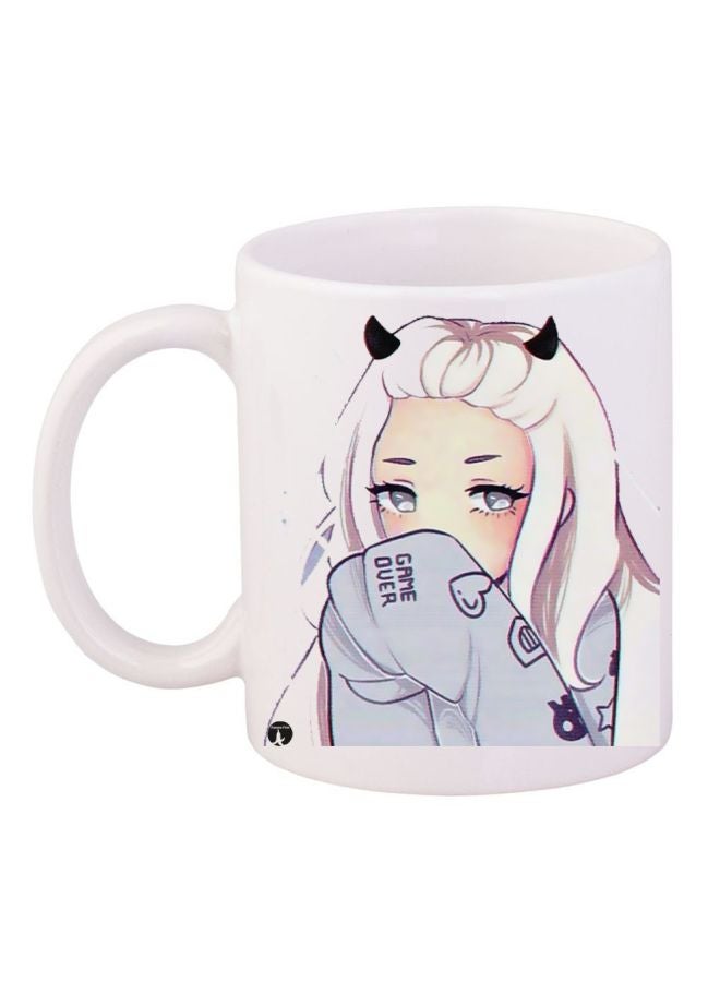 Anime Printed Coffee Mug White/Grey/Beige