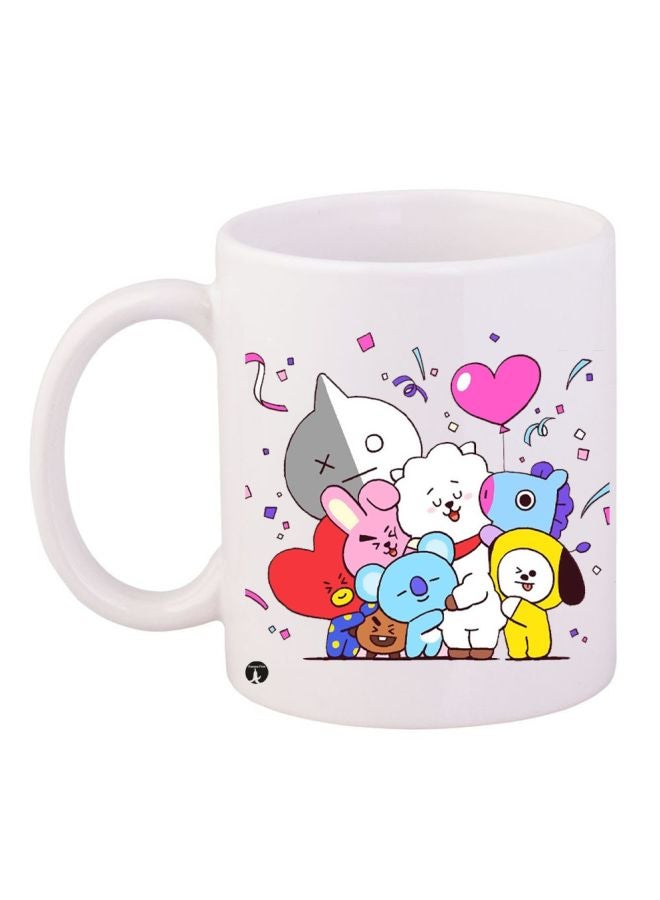 BP BT21 Printed Coffee Mug White/Pink/Yellow 