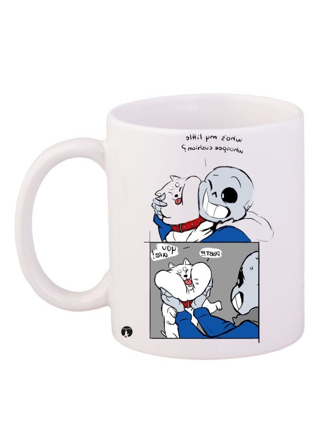 بي بي مج قهوة بطبعة شخصية كارتونية أبيض/أزرق/رمادي