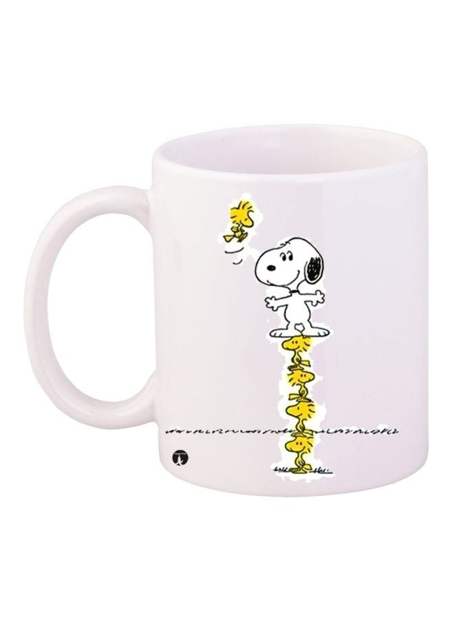 BP Cartoon Printed Coffee Mug White/Yellow/Black