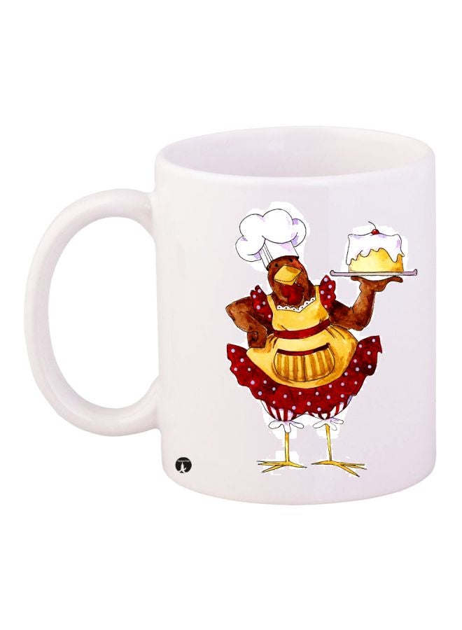 BP Hen Printed Coffee Mug White/Brown/Yellow