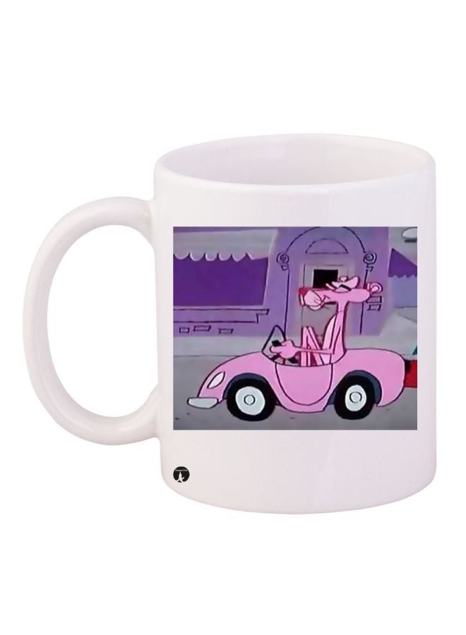 مج قهوة بطبعة شخصية كارتونية أبيض / وردي / أرجواني