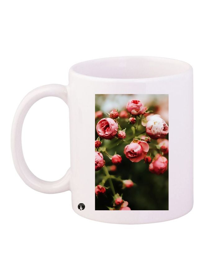 Rose Printed Coffee Mug White/Pink/Green