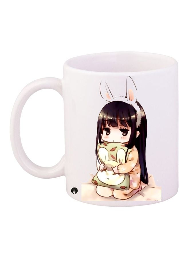 Cartoon Girl Printed Coffee Mug White/Beige/Black