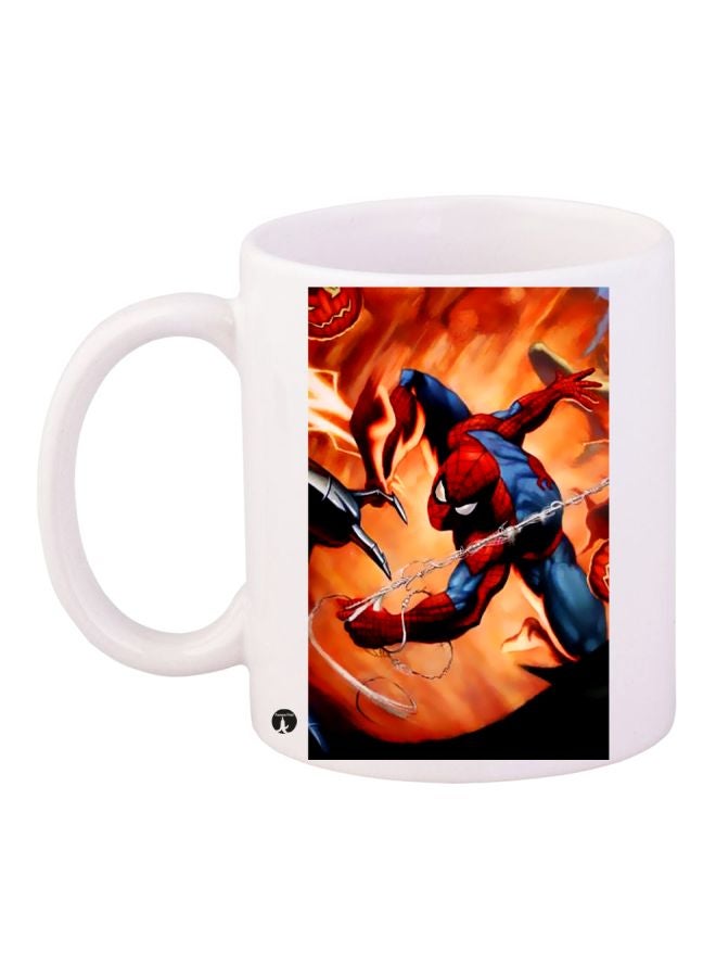 بي بي مج قهوة بطبعة على شكل سبايدرمان أبيض/برتقالي/أزرق