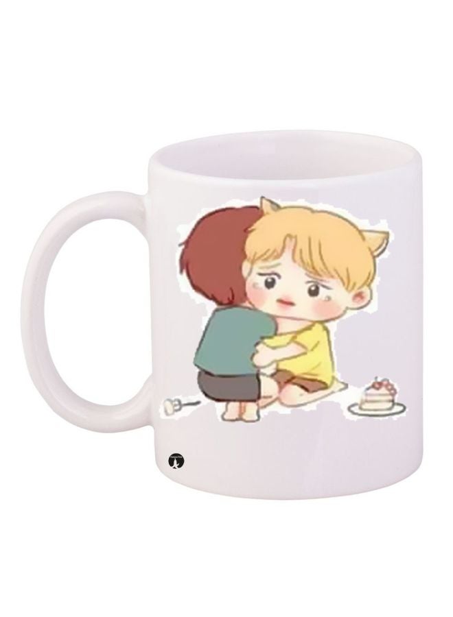 Cartoon Printed Coffee Mug White/Beige/Yellow