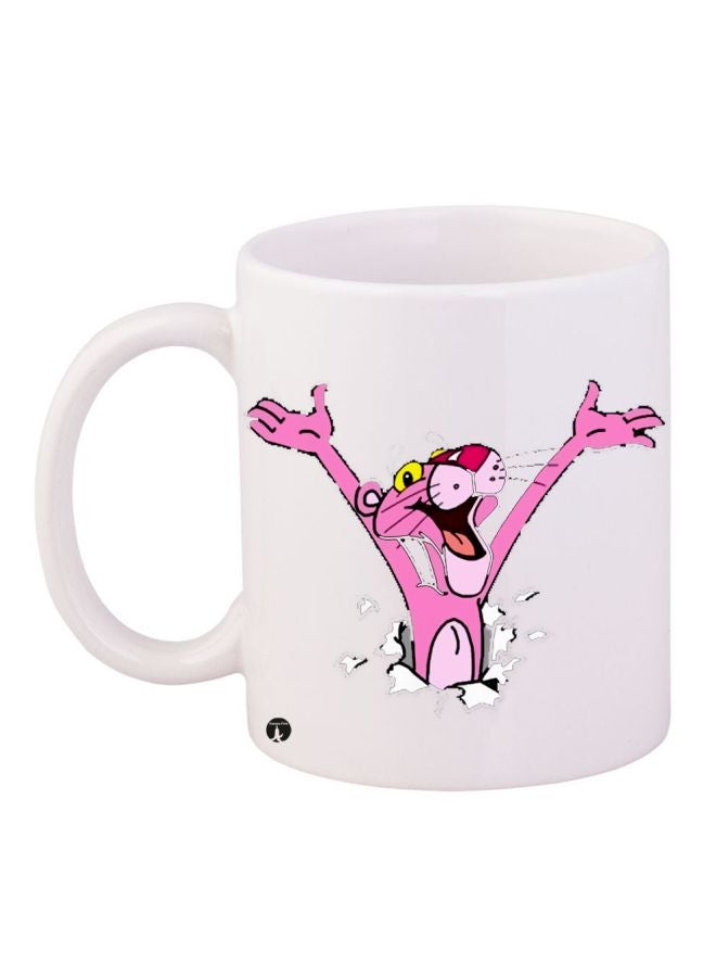 The Pink Panther Printed Coffee Mug White/Pink