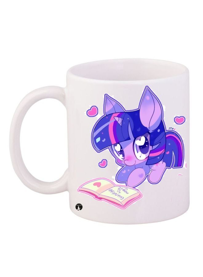 بي بي مج قهوة بطبعة شخصية كارتونية أبيض/أرجواني/وردي