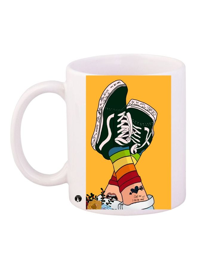 BP Shoes Printed Coffee Mug White/Yellow/Green